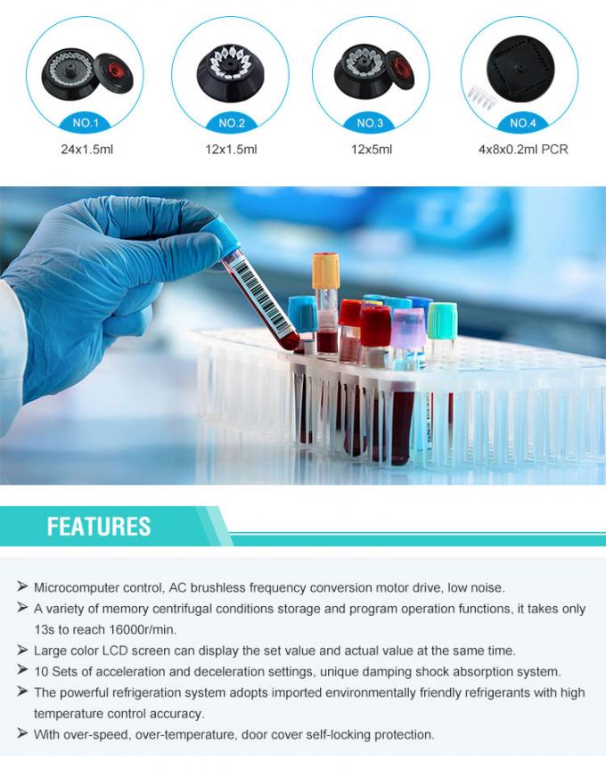Centrífuga frigorífica TGL-16 de 90 ml de alta velocidade Microcentrífuga com rotor de ângulo de tubos de 1,5 ml / 2,2 ml 1